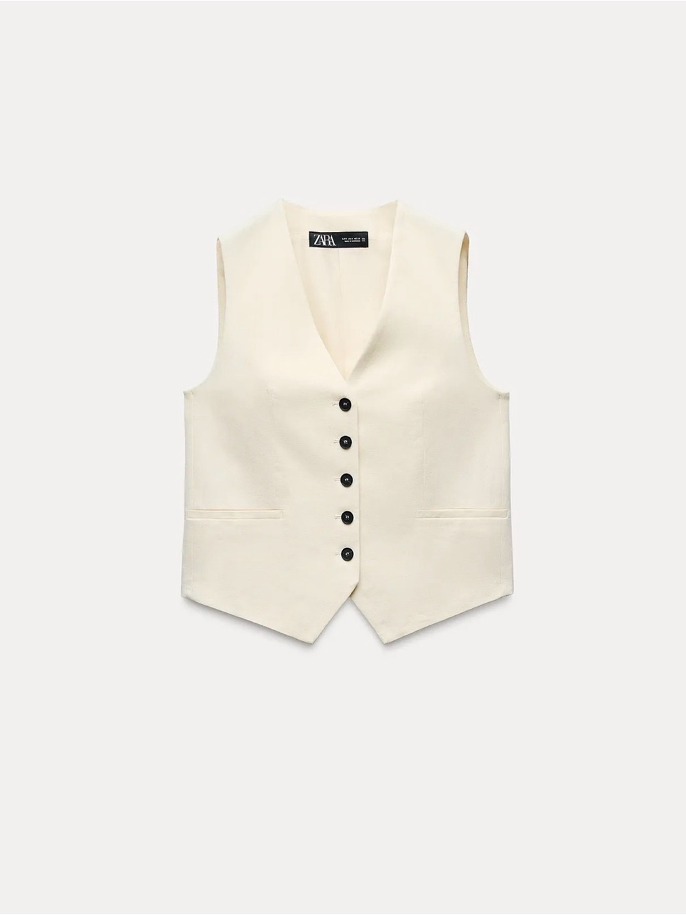 Zara Ivory V-Neck Buttoned Vest